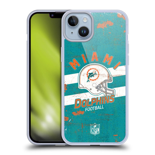NFL Miami Dolphins Logo Art Helmet Distressed Soft Gel Case for Apple iPhone 14 Plus