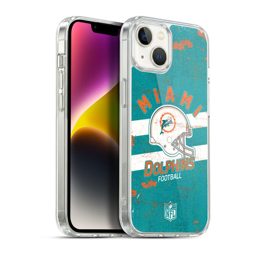 NFL Miami Dolphins Logo Art Helmet Distressed Soft Gel Case for Apple iPhone 14 Plus & MagSafe