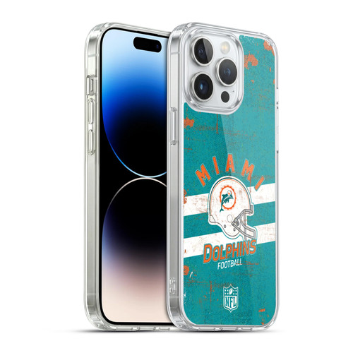 NFL Miami Dolphins Logo Art Helmet Distressed Soft Gel Case for Apple iPhone 14 Pro Max & MagSafe