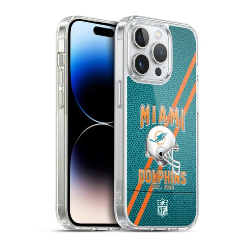 NFL Miami Dolphins Logo Art Football Stripes Soft Gel Case for Apple iPhone 14 Pro & MagSafe
