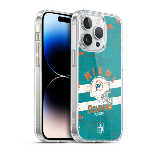 NFL Miami Dolphins Logo Art Helmet Distressed Soft Gel Case for Apple iPhone 14 Pro & MagSafe
