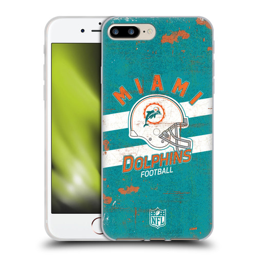 NFL Miami Dolphins Logo Art Helmet Distressed Soft Gel Case for Apple iPhone 7 Plus / iPhone 8 Plus