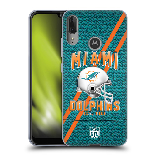 NFL Miami Dolphins Logo Art Football Stripes Soft Gel Case for Motorola Moto E6 Plus