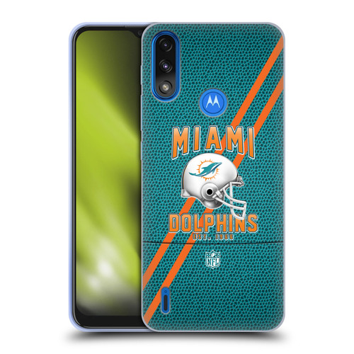 NFL Miami Dolphins Logo Art Football Stripes Soft Gel Case for Motorola Moto E7 Power / Moto E7i Power