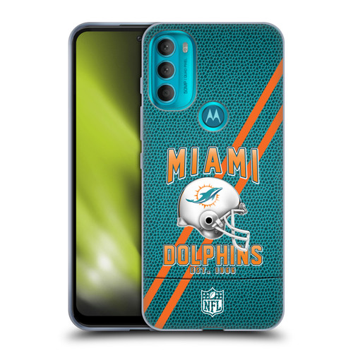 NFL Miami Dolphins Logo Art Football Stripes Soft Gel Case for Motorola Moto G71 5G