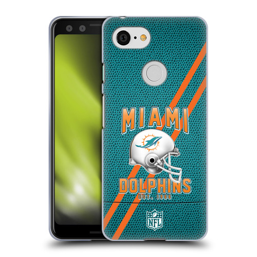 NFL Miami Dolphins Logo Art Football Stripes Soft Gel Case for Google Pixel 3