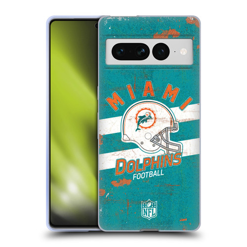 NFL Miami Dolphins Logo Art Helmet Distressed Soft Gel Case for Google Pixel 7 Pro