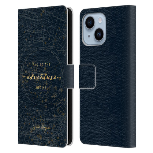 Nature Magick So The Adventure Begins Quote Star Map Leather Book Wallet Case Cover For Apple iPhone 14 Plus