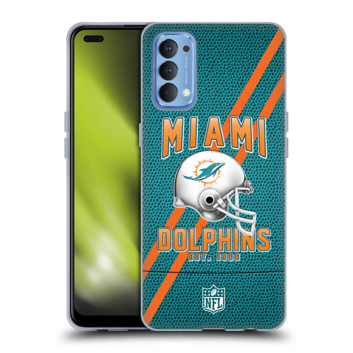 NFL Miami Dolphins Logo Art Football Stripes Soft Gel Case for OPPO Reno 4 5G
