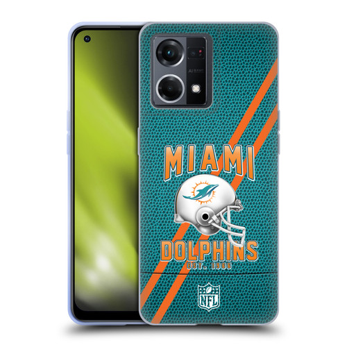 NFL Miami Dolphins Logo Art Football Stripes Soft Gel Case for OPPO Reno8 4G