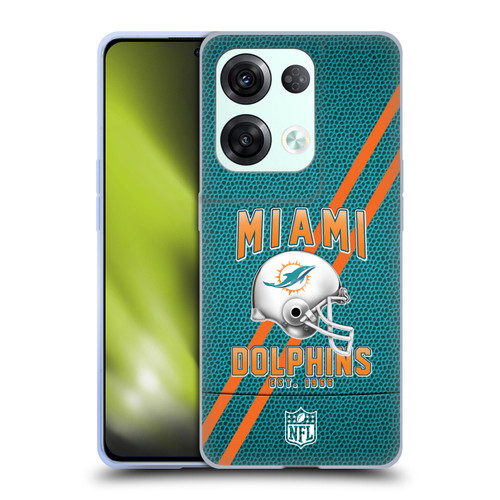 NFL Miami Dolphins Logo Art Football Stripes Soft Gel Case for OPPO Reno8 Pro