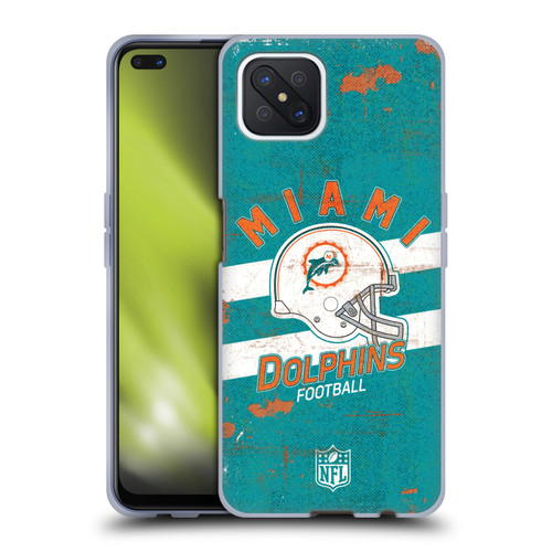NFL Miami Dolphins Logo Art Helmet Distressed Soft Gel Case for OPPO Reno4 Z 5G