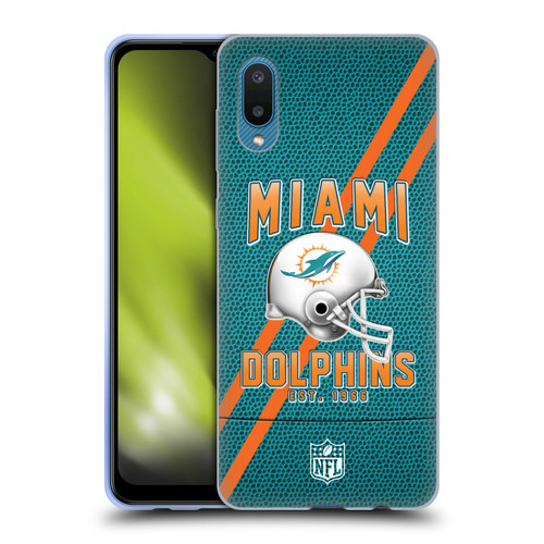 NFL Miami Dolphins Logo Art Football Stripes Soft Gel Case for Samsung Galaxy A02/M02 (2021)