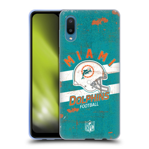 NFL Miami Dolphins Logo Art Helmet Distressed Soft Gel Case for Samsung Galaxy A02/M02 (2021)