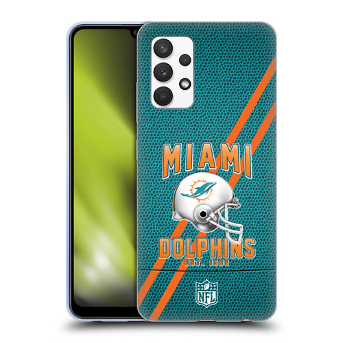 NFL Miami Dolphins Logo Art Football Stripes Soft Gel Case for Samsung Galaxy A32 (2021)