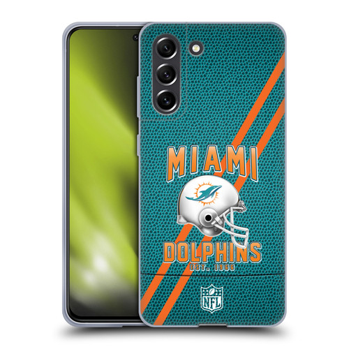 NFL Miami Dolphins Logo Art Football Stripes Soft Gel Case for Samsung Galaxy S21 FE 5G
