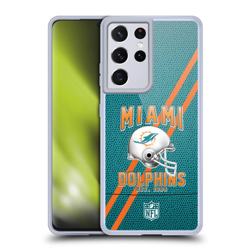 NFL Miami Dolphins Logo Art Football Stripes Soft Gel Case for Samsung Galaxy S21 Ultra 5G
