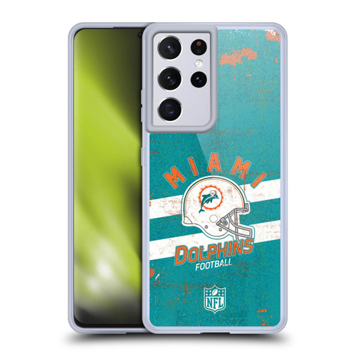 NFL Miami Dolphins Logo Art Helmet Distressed Soft Gel Case for Samsung Galaxy S21 Ultra 5G