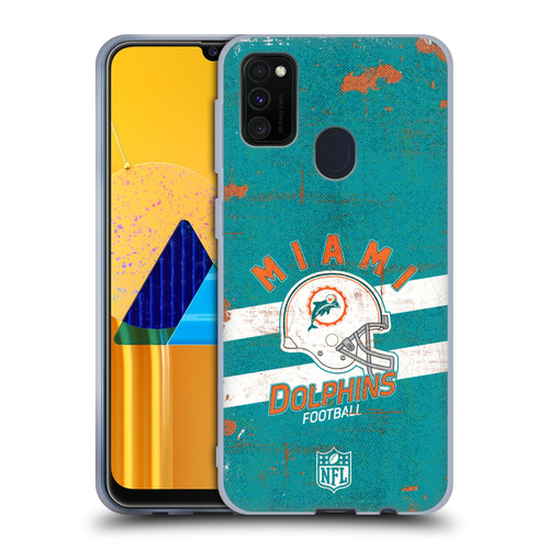 NFL Miami Dolphins Logo Art Helmet Distressed Soft Gel Case for Samsung Galaxy M30s (2019)/M21 (2020)