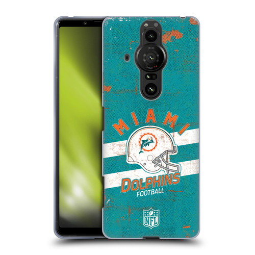 NFL Miami Dolphins Logo Art Helmet Distressed Soft Gel Case for Sony Xperia Pro-I