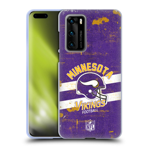 NFL Minnesota Vikings Logo Art Helmet Distressed Soft Gel Case for Huawei P40 5G