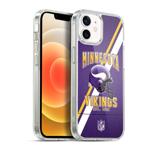 NFL Minnesota Vikings Logo Art Football Stripes Soft Gel Case for Apple iPhone 12 / iPhone 12 Pro & MagSafe