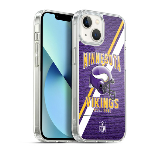 NFL Minnesota Vikings Logo Art Football Stripes Soft Gel Case for Apple iPhone 13