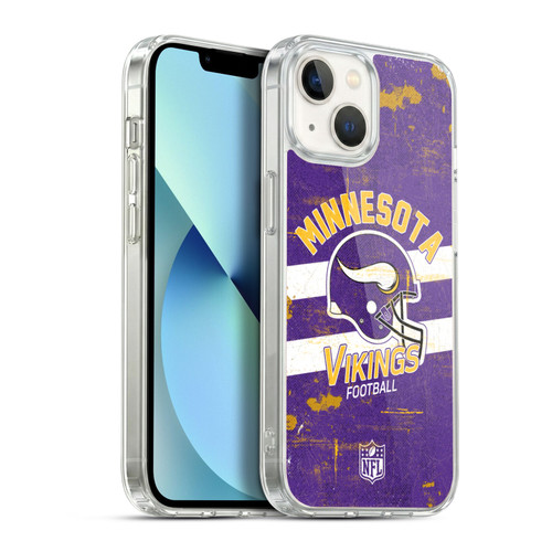 NFL Minnesota Vikings Logo Art Helmet Distressed Soft Gel Case for Apple iPhone 13