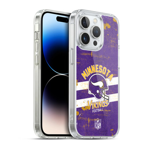 NFL Minnesota Vikings Logo Art Helmet Distressed Soft Gel Case for Apple iPhone 13 Pro & MagSafe