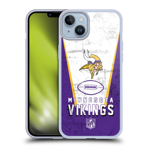NFL Minnesota Vikings Logo Art Banner Soft Gel Case for Apple iPhone 14 Plus
