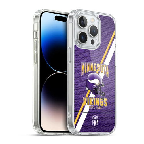 NFL Minnesota Vikings Logo Art Football Stripes Soft Gel Case for Apple iPhone 14 Pro & MagSafe