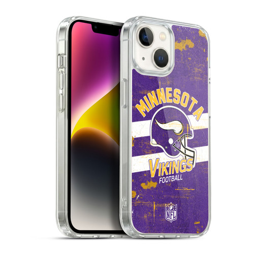 NFL Minnesota Vikings Logo Art Helmet Distressed Soft Gel Case for Apple iPhone 14