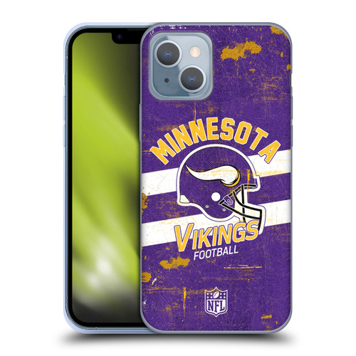 NFL Minnesota Vikings Logo Art Helmet Distressed Soft Gel Case for Apple iPhone 14