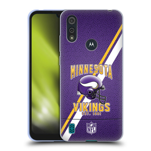 NFL Minnesota Vikings Logo Art Football Stripes Soft Gel Case for Motorola Moto E6s (2020)