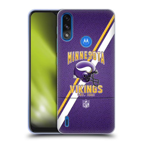 NFL Minnesota Vikings Logo Art Football Stripes Soft Gel Case for Motorola Moto E7 Power / Moto E7i Power