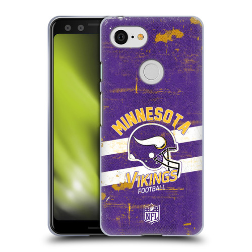 NFL Minnesota Vikings Logo Art Helmet Distressed Soft Gel Case for Google Pixel 3