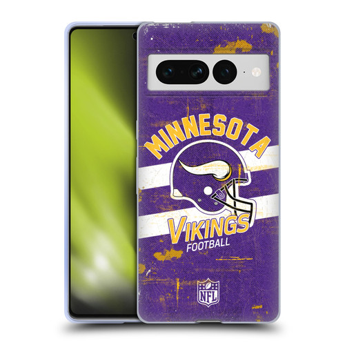 NFL Minnesota Vikings Logo Art Helmet Distressed Soft Gel Case for Google Pixel 7 Pro