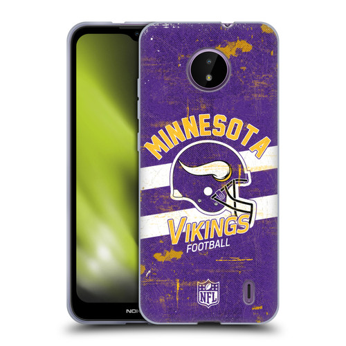 NFL Minnesota Vikings Logo Art Helmet Distressed Soft Gel Case for Nokia C10 / C20