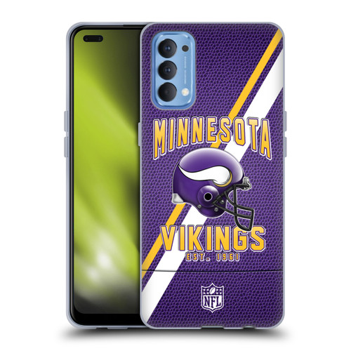 NFL Minnesota Vikings Logo Art Football Stripes Soft Gel Case for OPPO Reno 4 5G