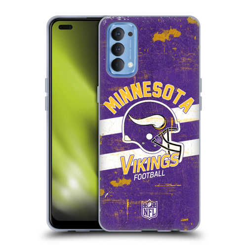 NFL Minnesota Vikings Logo Art Helmet Distressed Soft Gel Case for OPPO Reno 4 5G