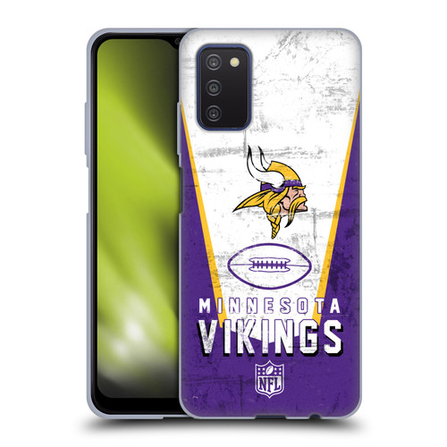NFL Minnesota Vikings Logo Art Banner Soft Gel Case for Samsung Galaxy A03s (2021)