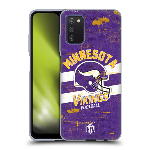 NFL Minnesota Vikings Logo Art Helmet Distressed Soft Gel Case for Samsung Galaxy A03s (2021)
