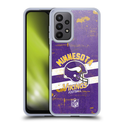 NFL Minnesota Vikings Logo Art Helmet Distressed Soft Gel Case for Samsung Galaxy A23 / 5G (2022)