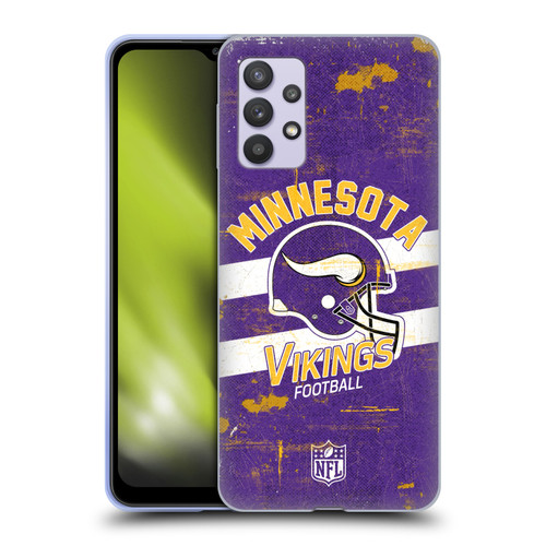 NFL Minnesota Vikings Logo Art Helmet Distressed Soft Gel Case for Samsung Galaxy A32 5G / M32 5G (2021)