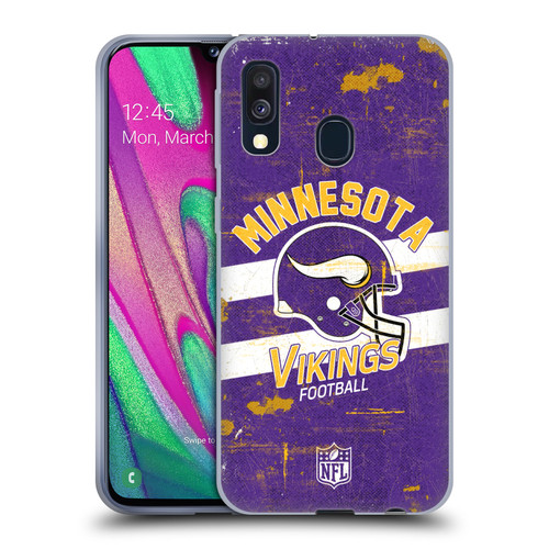 NFL Minnesota Vikings Logo Art Helmet Distressed Soft Gel Case for Samsung Galaxy A40 (2019)