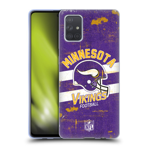 NFL Minnesota Vikings Logo Art Helmet Distressed Soft Gel Case for Samsung Galaxy A71 (2019)