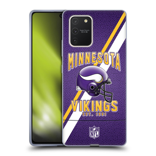 NFL Minnesota Vikings Logo Art Football Stripes Soft Gel Case for Samsung Galaxy S10 Lite