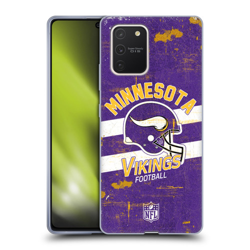 NFL Minnesota Vikings Logo Art Helmet Distressed Soft Gel Case for Samsung Galaxy S10 Lite