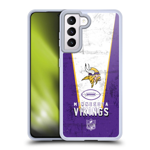 NFL Minnesota Vikings Logo Art Banner Soft Gel Case for Samsung Galaxy S21 5G