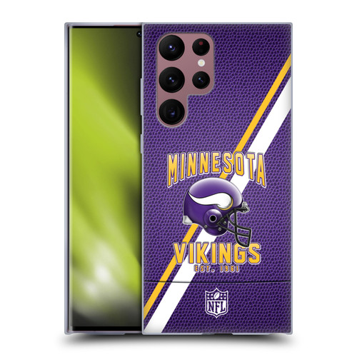 NFL Minnesota Vikings Logo Art Football Stripes Soft Gel Case for Samsung Galaxy S22 Ultra 5G
